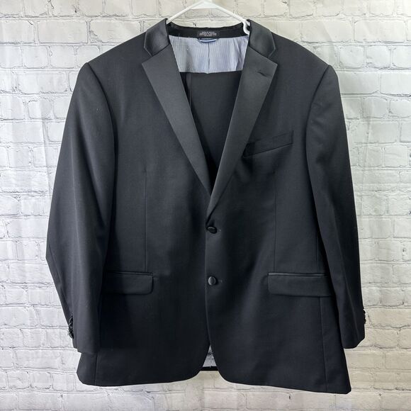 Tommy Hilfiger Mens 2 Piece Suit R46 2 Button‎ Jacket 38/30(29) Pants Wool Black
